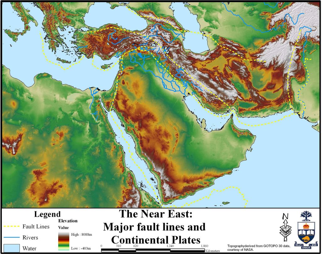 Map Major Fault Lines In The Near East Near East mid000003 