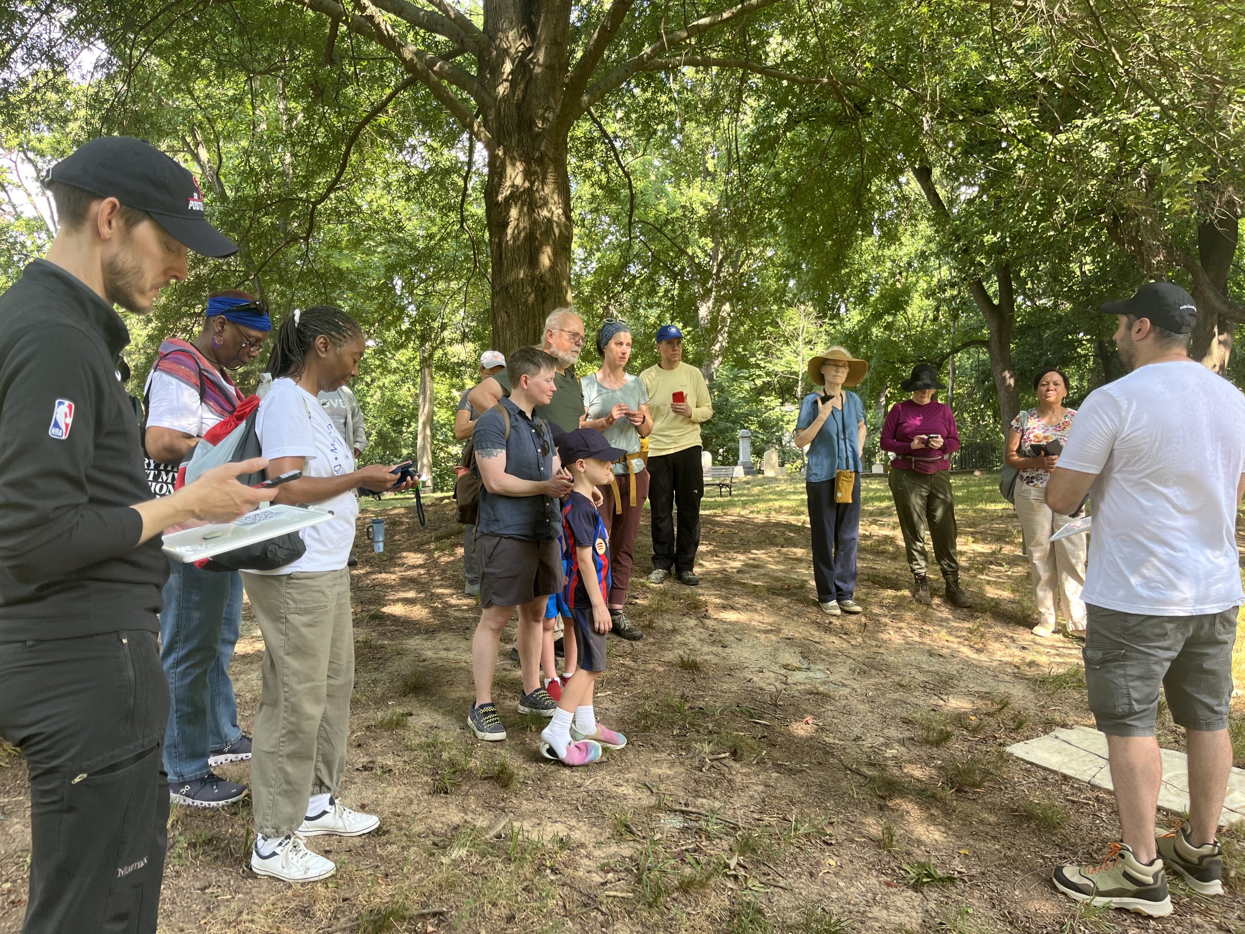 Participants attending the on-site training on June 29 at the cemetery.