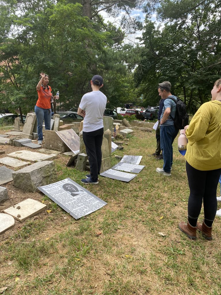 Lisa Fager, the Executive Director of Black Georgetown Foundation, gives a tour of the cemetery.