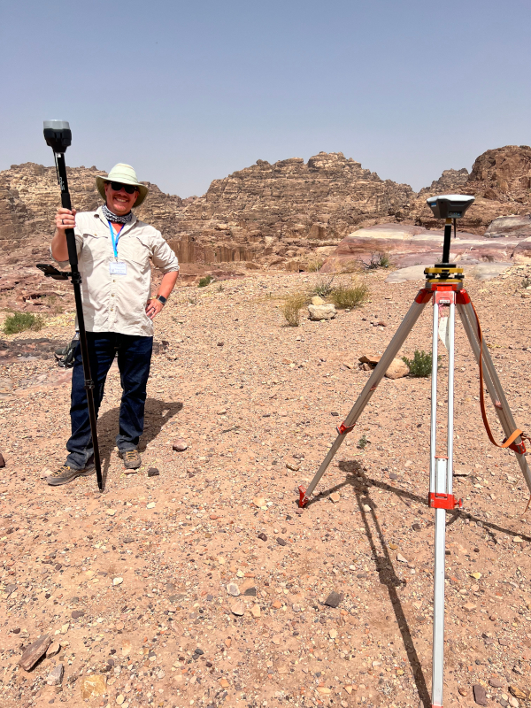 Figure 3 Dr. Matt Vincent using RTK to survey in Petra.