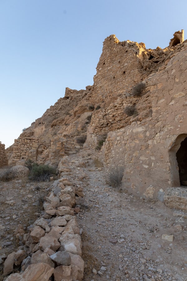 The condition of the access path and architecture on the upper level of the ksar. Photo Credit: ASOR.