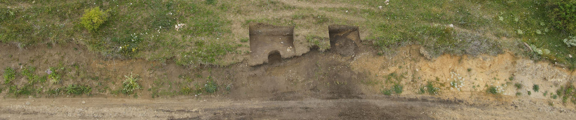 Excavation area view near Pkhero in Georgia.