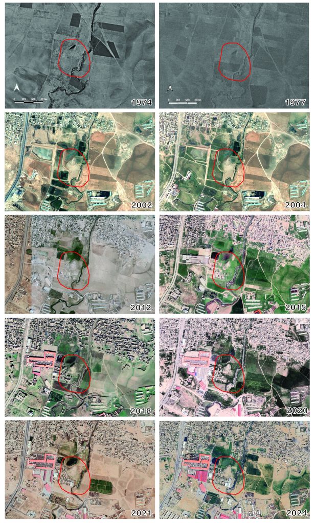 Figure 5: Satellite imagery showing the stages of urban expansion in Gogjeli.