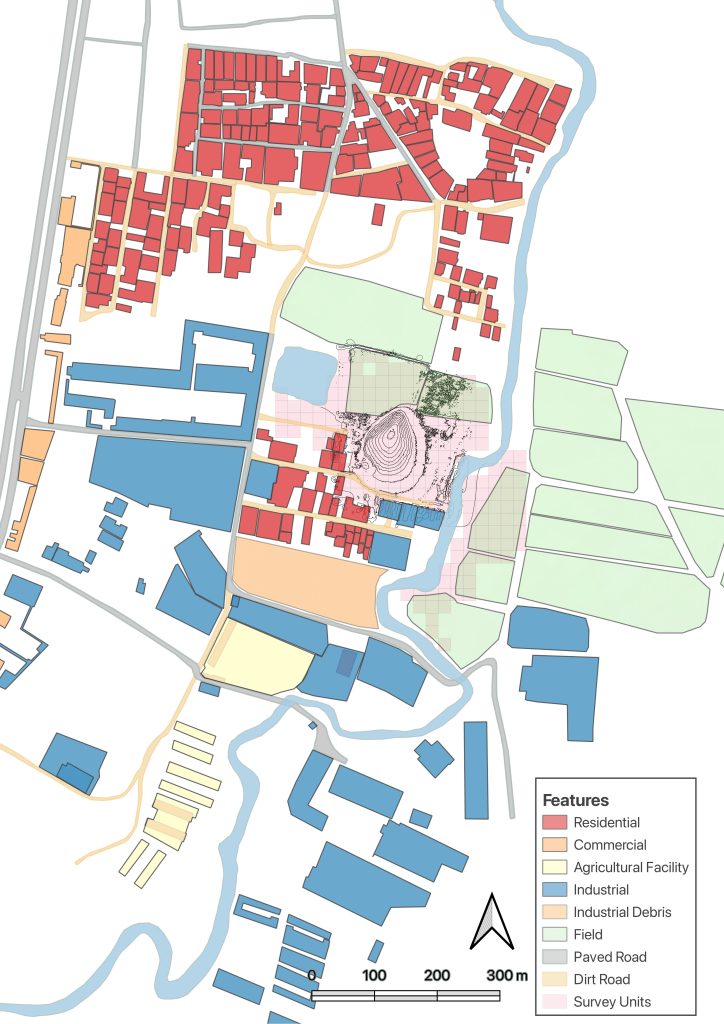 Figure 6: Digitized urban elements impacting the site of Tell ‘Arna.